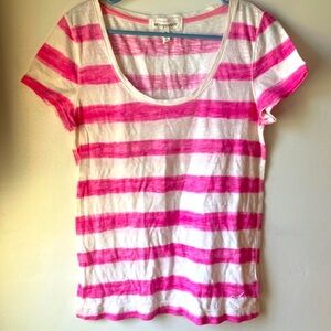 Y2K 2010 Aeropostale Pink and White Striped Scoop neck shirt XL
